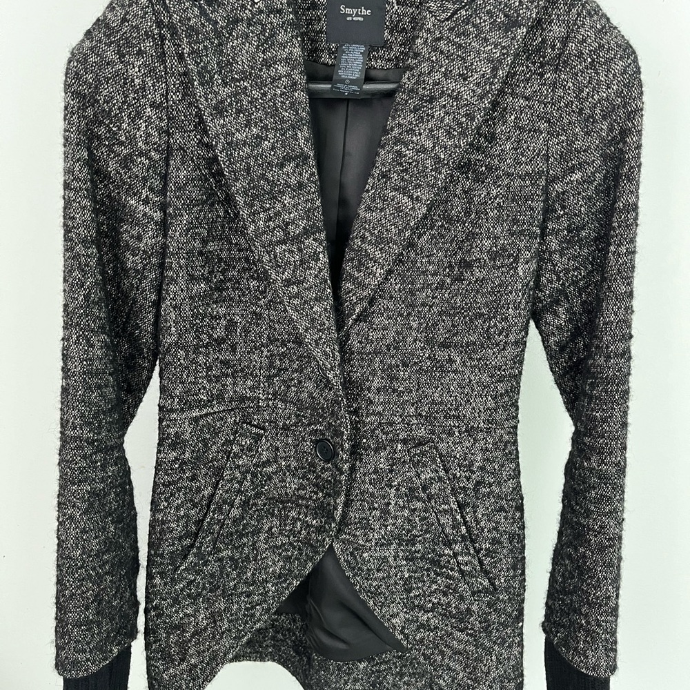 Smythe Black and Gray Tweed Riding Style Blazer